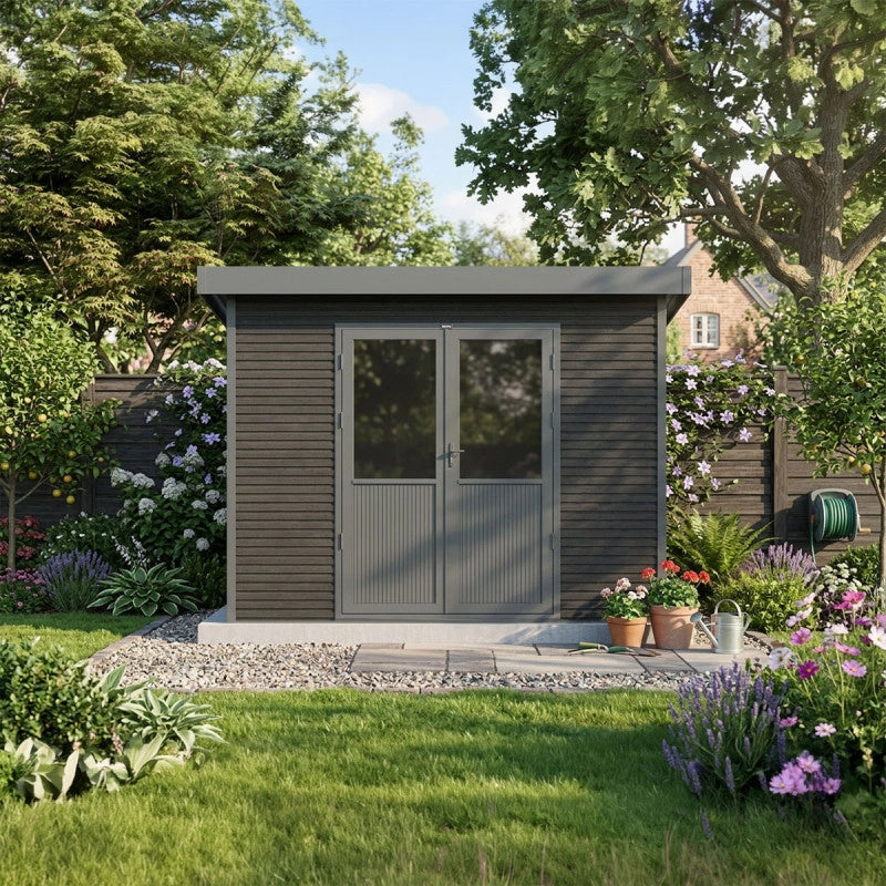Casetta da giardino in legno composito Onyx 32 - 6m² - Grigio