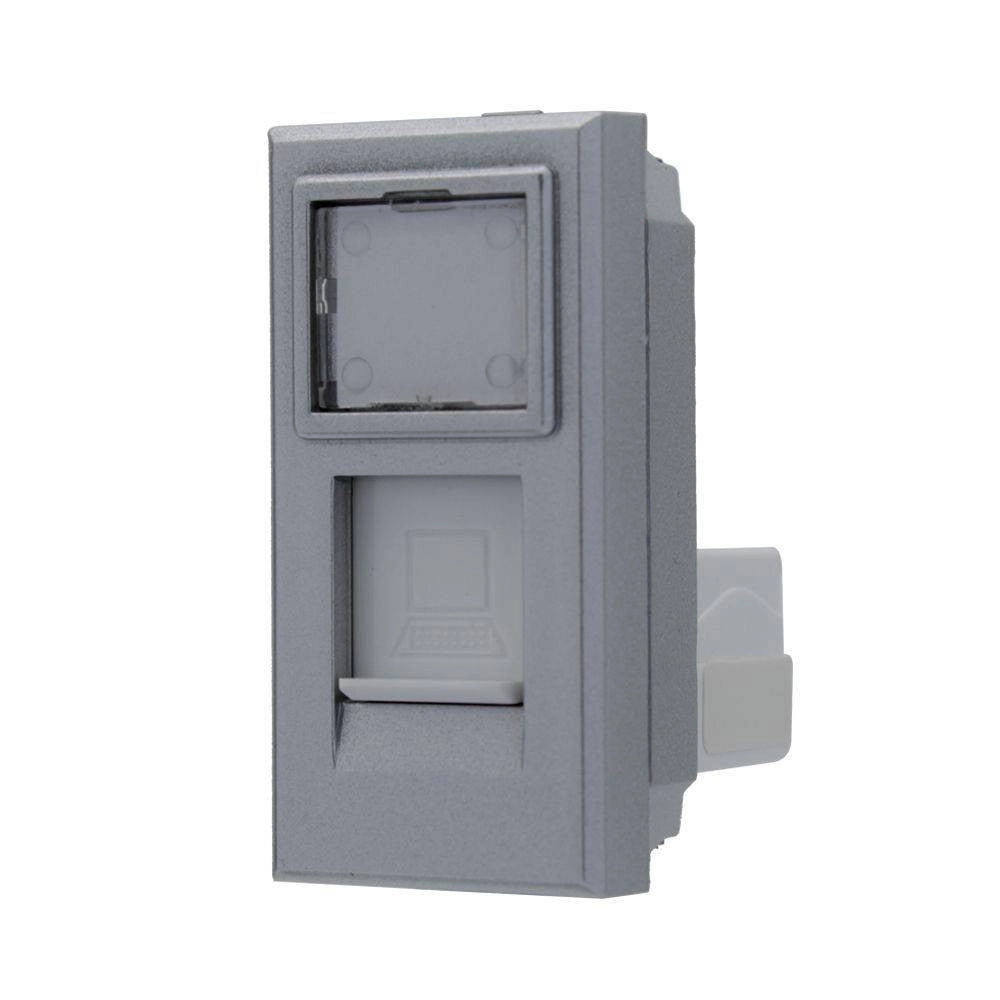 Trade Shop - Presa Dati Connettore Rj45 Cat5e Silver Coperchio Compatibile Bticino Axolute -