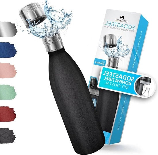 Flessa in acciaio inossidabile 06 l - facile da trasportare - compatibile con SodaStream Crystal - adatta per bevande gassate - resistente al lavastoviglie - flessa in acciaio inossidabile per bevande