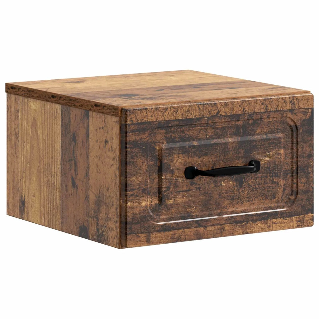 Mobiletto da notte a muro 2 pcs Legno antico 34,5 x 33 x 20 cm 899292