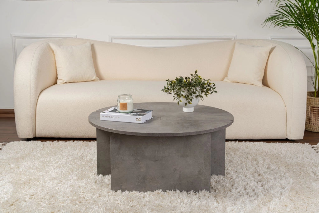 Tavolino in legno "Moira" 90 x 90 x 41 cm - Grigio cemento