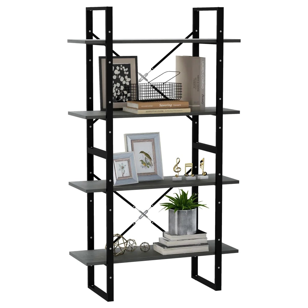 Libreria a 4 Ripiani Grigia 80x30x140 cm in Massello di Pino 806464