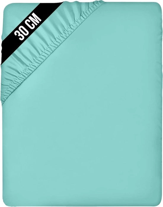 Tappetino per letto 160x200 - Copripiuma - Tela di lino - Protezione per il letto - Molto morbido - Bianco menta