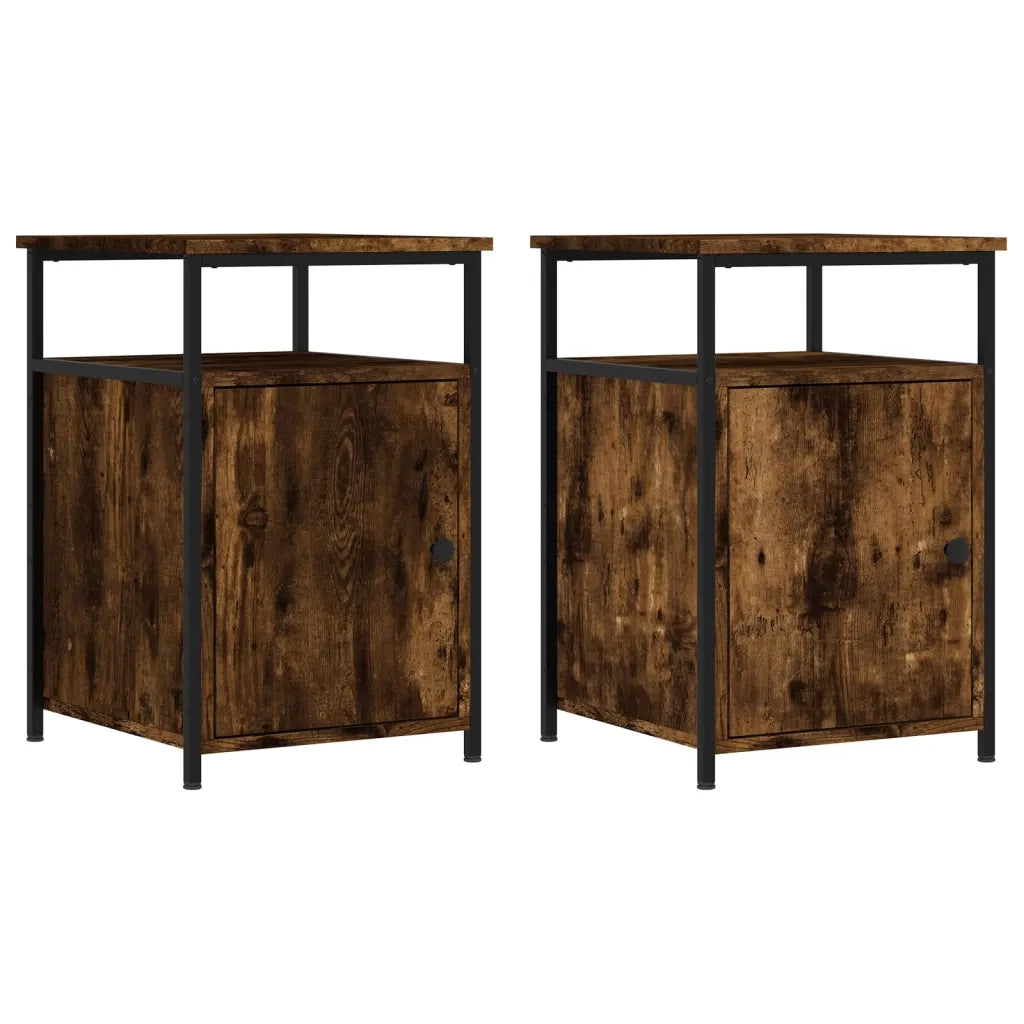 Comodini 2 pz Rovere Fumo 40x42x60 cm in Legno Multistrato 826038