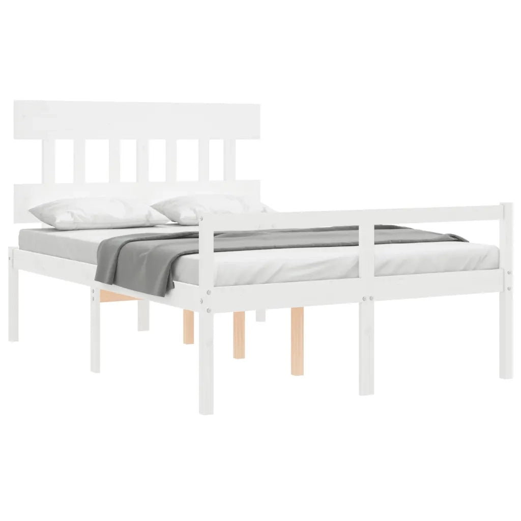 Letto per Anziani con Testiera Bianco 140x200 cm Legno Massello 3195417
