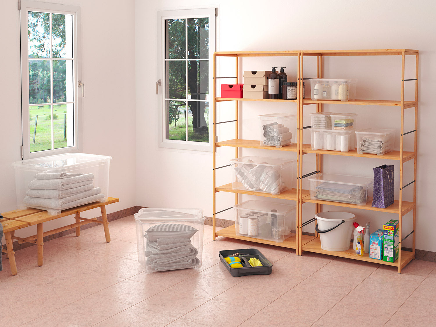 Set 5 Contenitori Rettangolari 38x26x19 cm in Plastica Keter T Box XS Trasparente