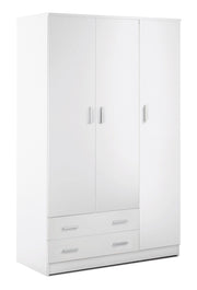Armadio 3 Ante 2 Cassetti 115x182x52 cm Bianco Lisco