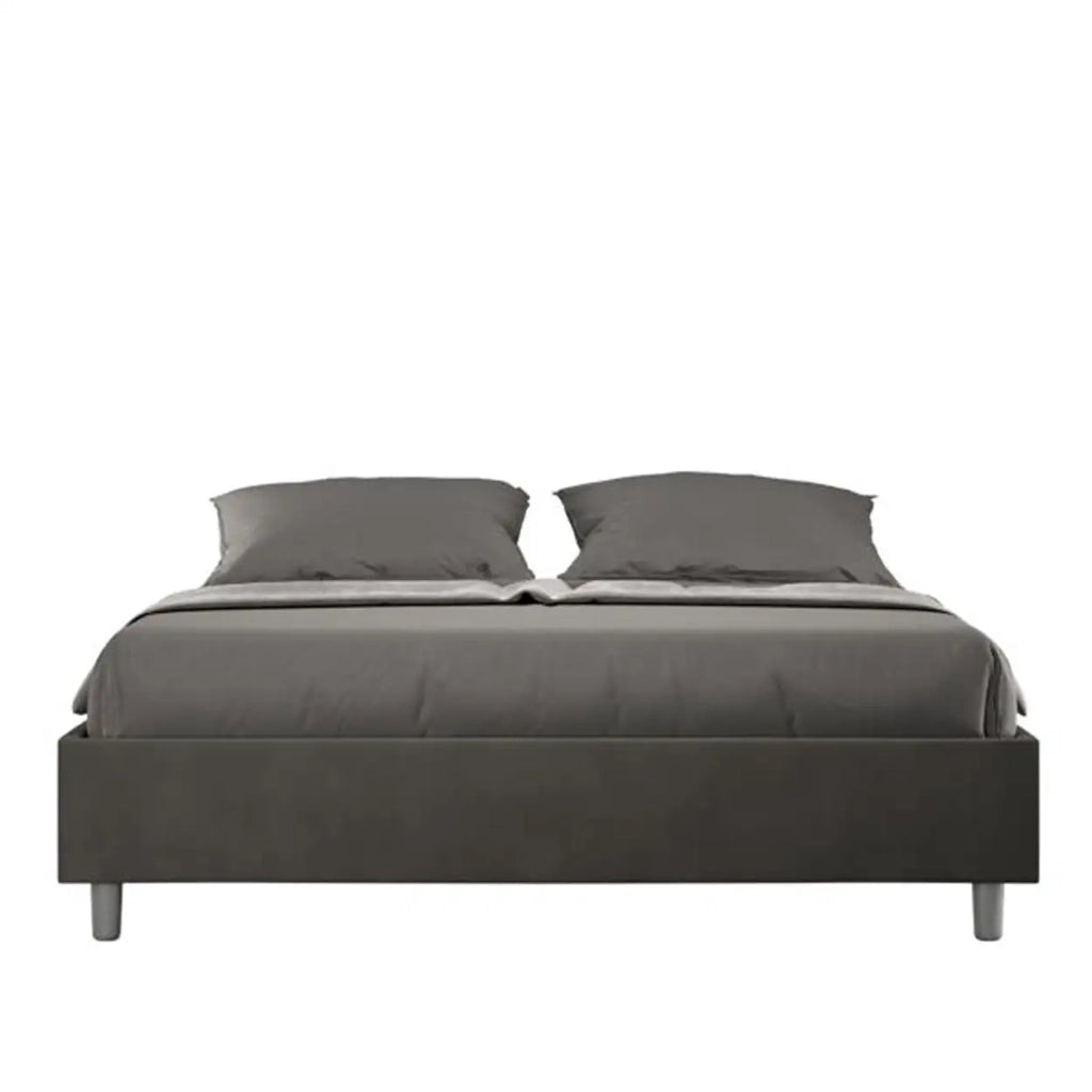 Letto matrimoniale con rete imbottito 160x200 microfibra grigio Azelia
