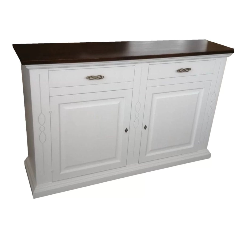 Credenzone shabby 2 ante 2 cassetti bianco/noce - Mobili 2G