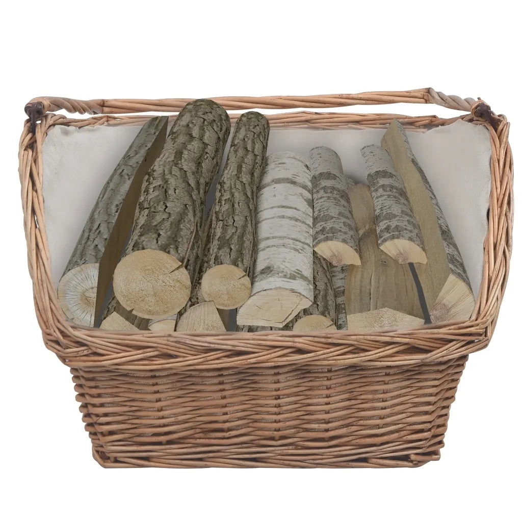 Cesta Legna da Ardere con Manico 61,5x46,5x58cm Marrone Salice 286989
