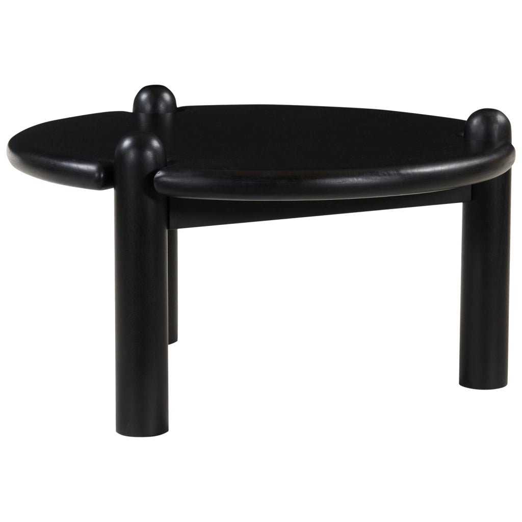 Tavolino rotondo in legno massello di mango nero TORI