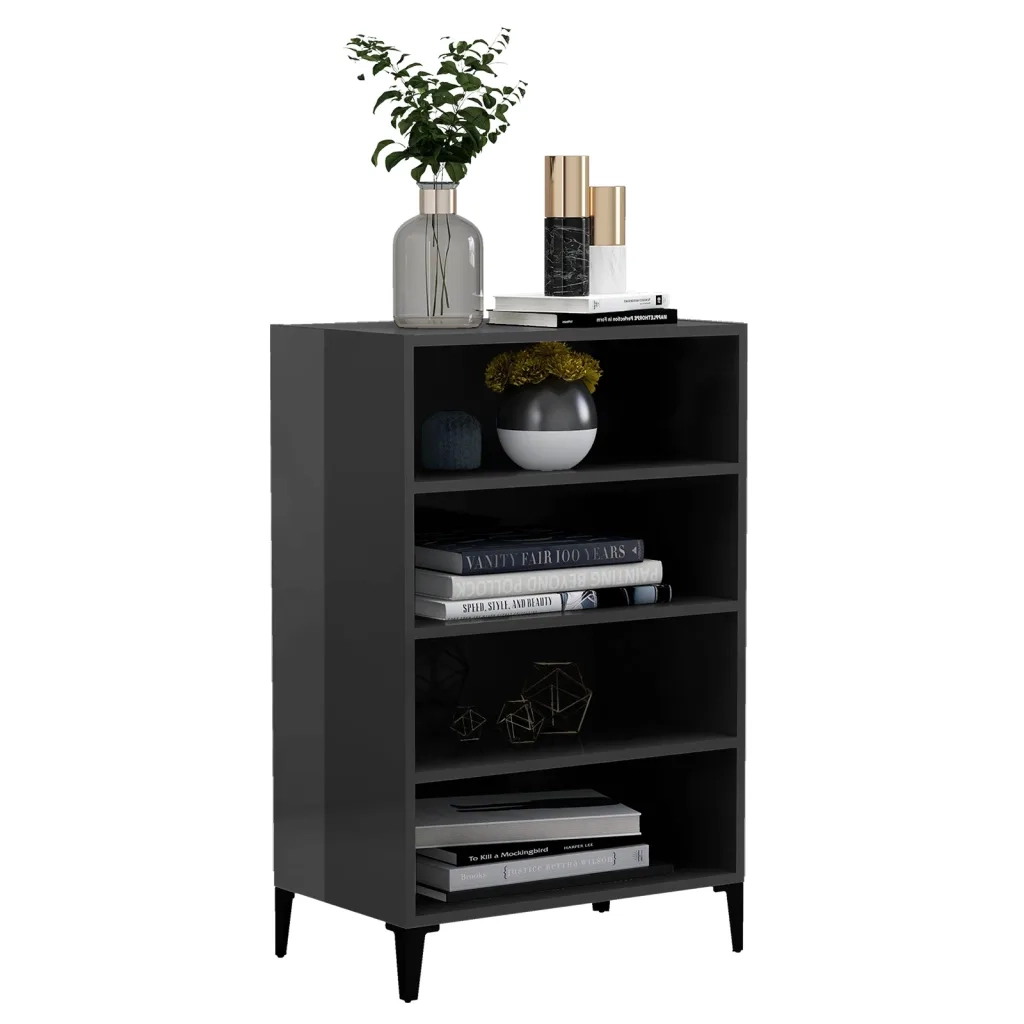 Credenza Grigio Lucido 57x35x90 cm in Legno Multistrato 806138