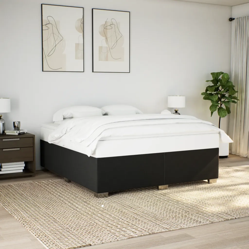 Giroletto a Molle con Materasso Nero 180x200 cm in Tessuto