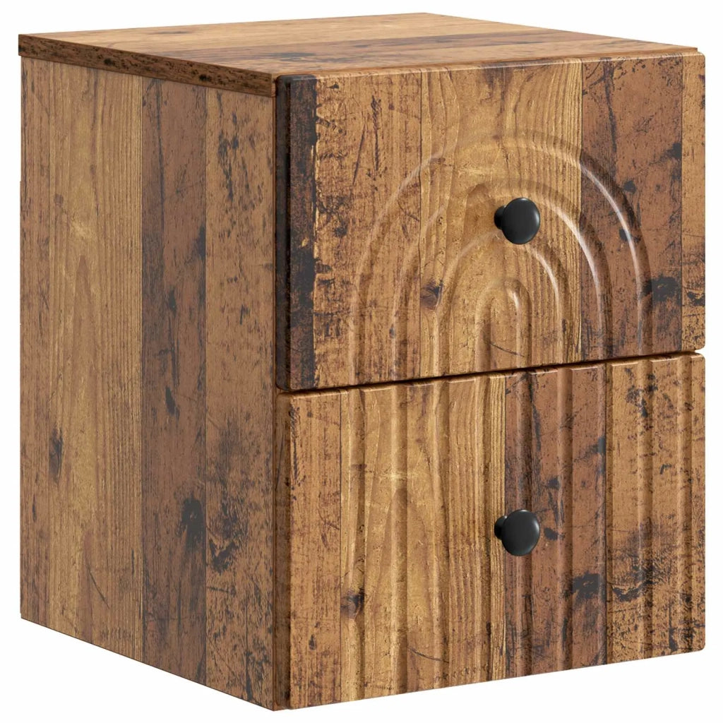 Mobiletto da notte a muro Legno antico 33 x 34,5 x 40 cm