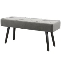Panca Imbottita Fondoletto in Velluto con Gambe in Acciaio, 100x36x45cm, Grigio