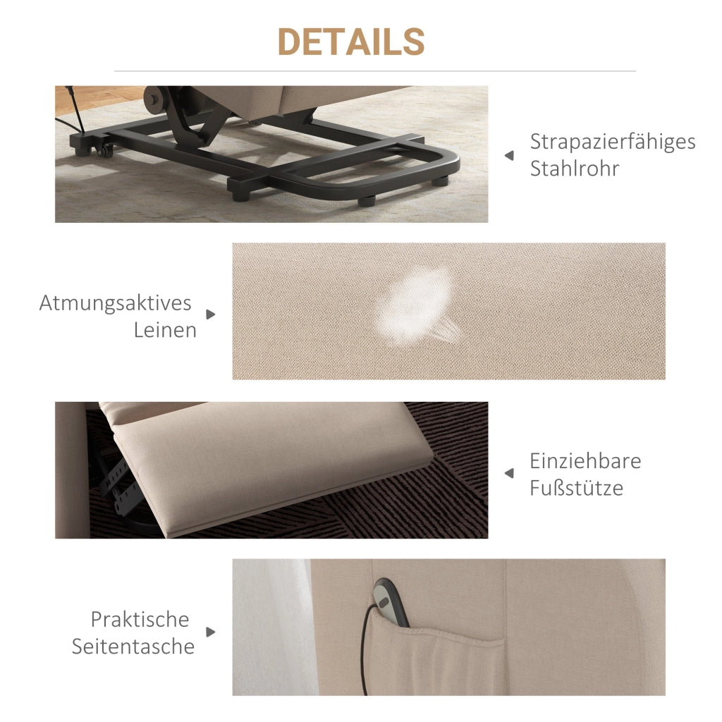POLTRONA Reclinabile elettrica con alzata assistita 72,5x94x109 cm crema