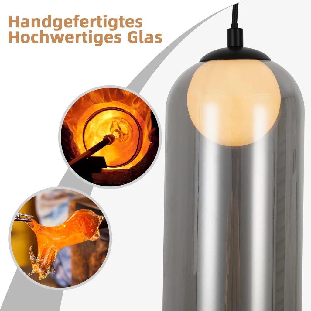 Lampada a sospensione ZMH per sala da pranzo nera 1 fiamma G9 in vetro vintage per camera da letto