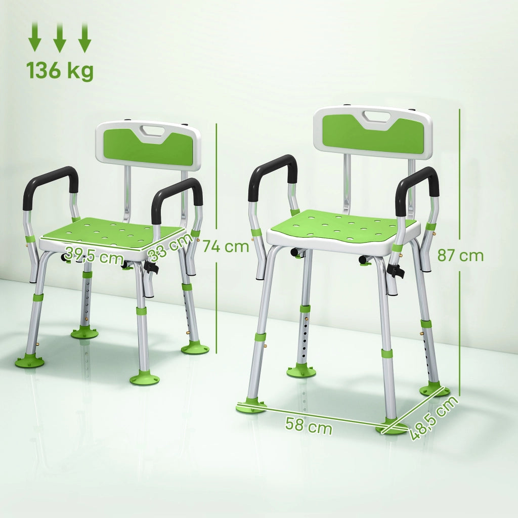 Sgabello da doccia ergonomico ¨C Minimal ¨C bianco e verde 56.5x53.5x87 cm
