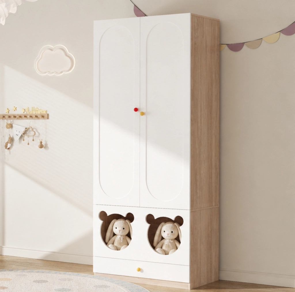 Armadio per bambini a 2 ante 80 × 50 × 200 cm bianco e legno