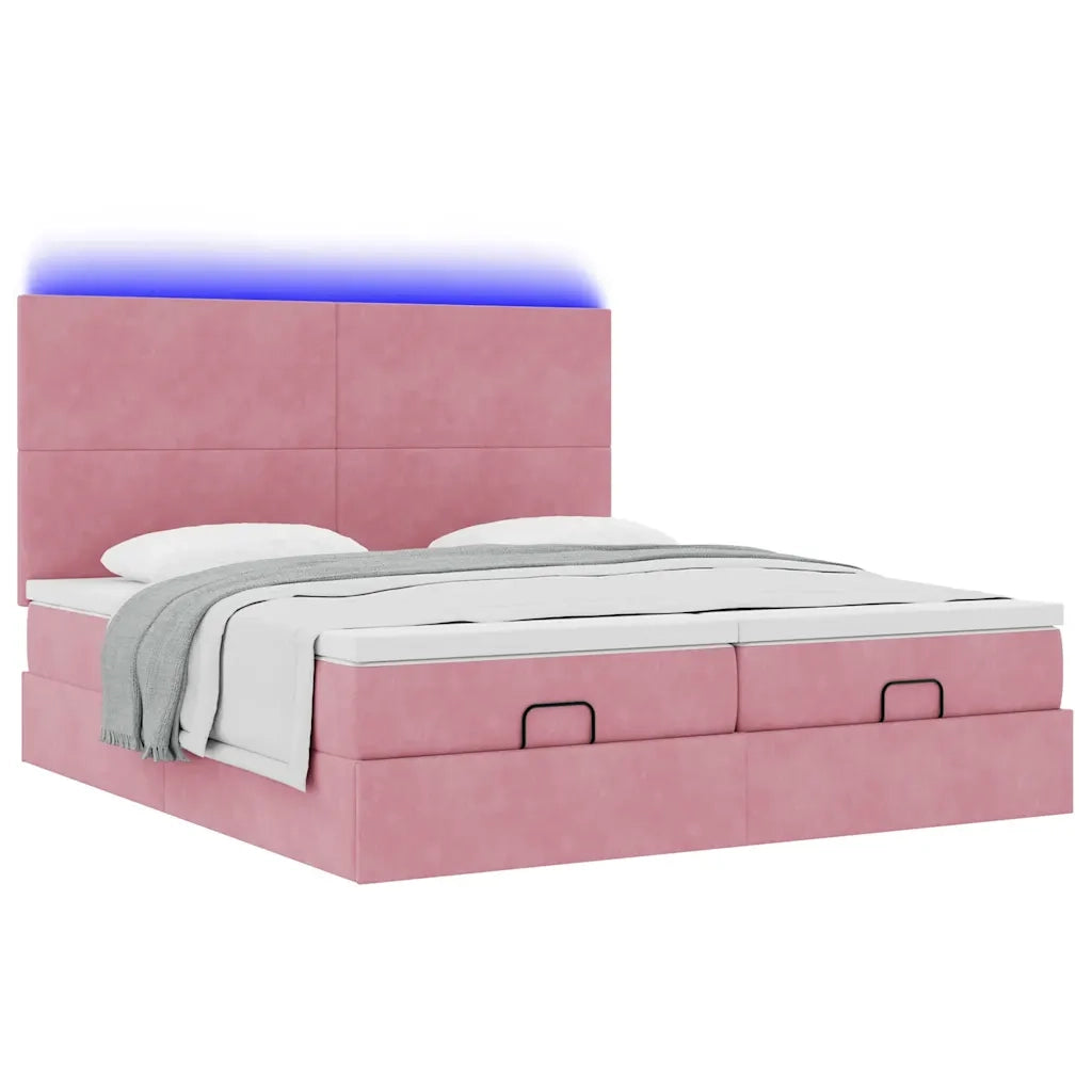 Struttura Letto Pouf con Materassi Rosa 200x200 cm Velluto 3314614