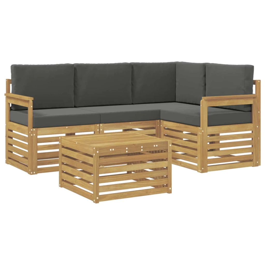 Set di divani da esterno 5 pcs Bianco e Antracite