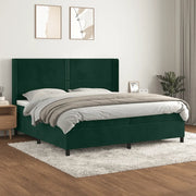 Giroletto a Molle con Materasso Verde Scuro 200x200 cm Velluto cod mxl 32487