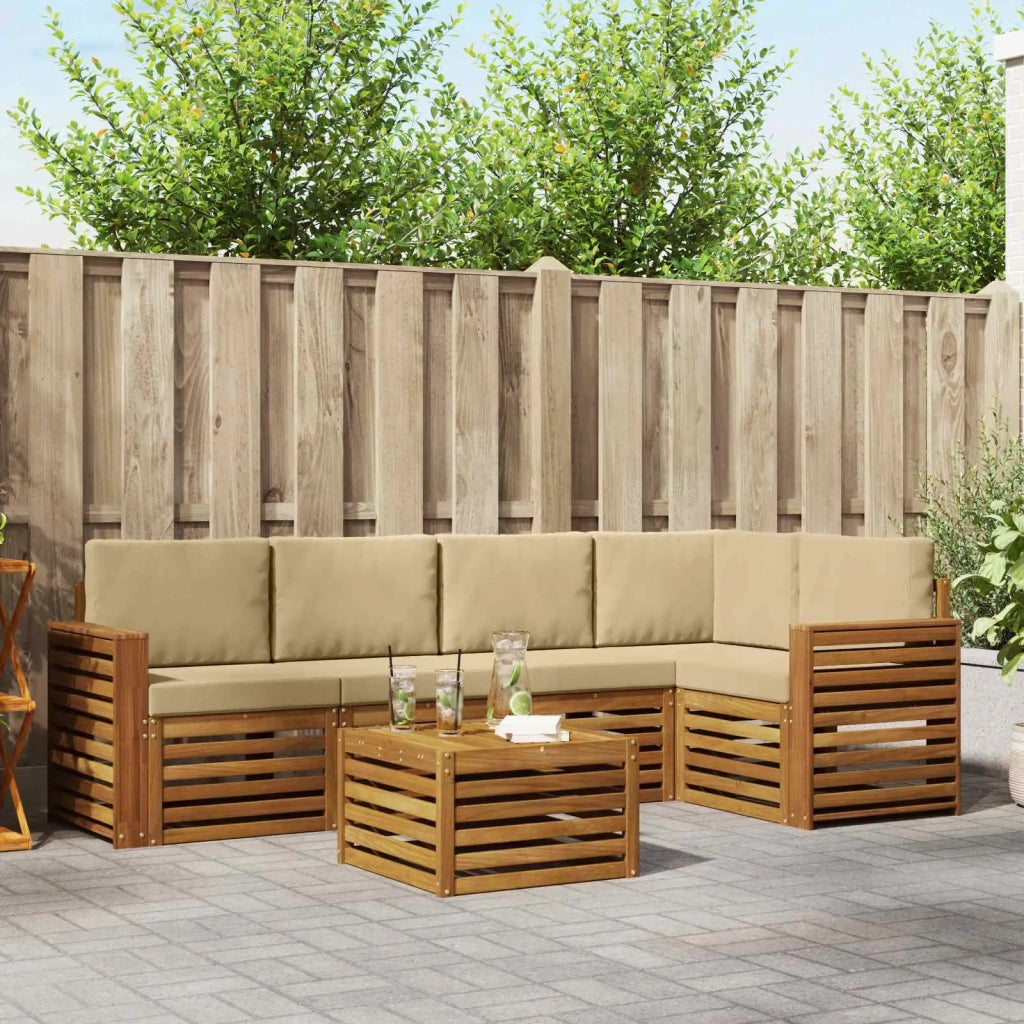 Set divano sezionale con cuscino 6 pcs Naturale e Beige 3374858