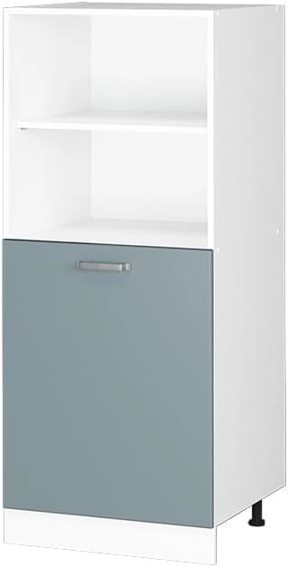 Dispensa universale R-Line, Grigio-blu, 60 cm con ripiani aperti e anta, per la conservazione di utensili domestici e per la pulizia