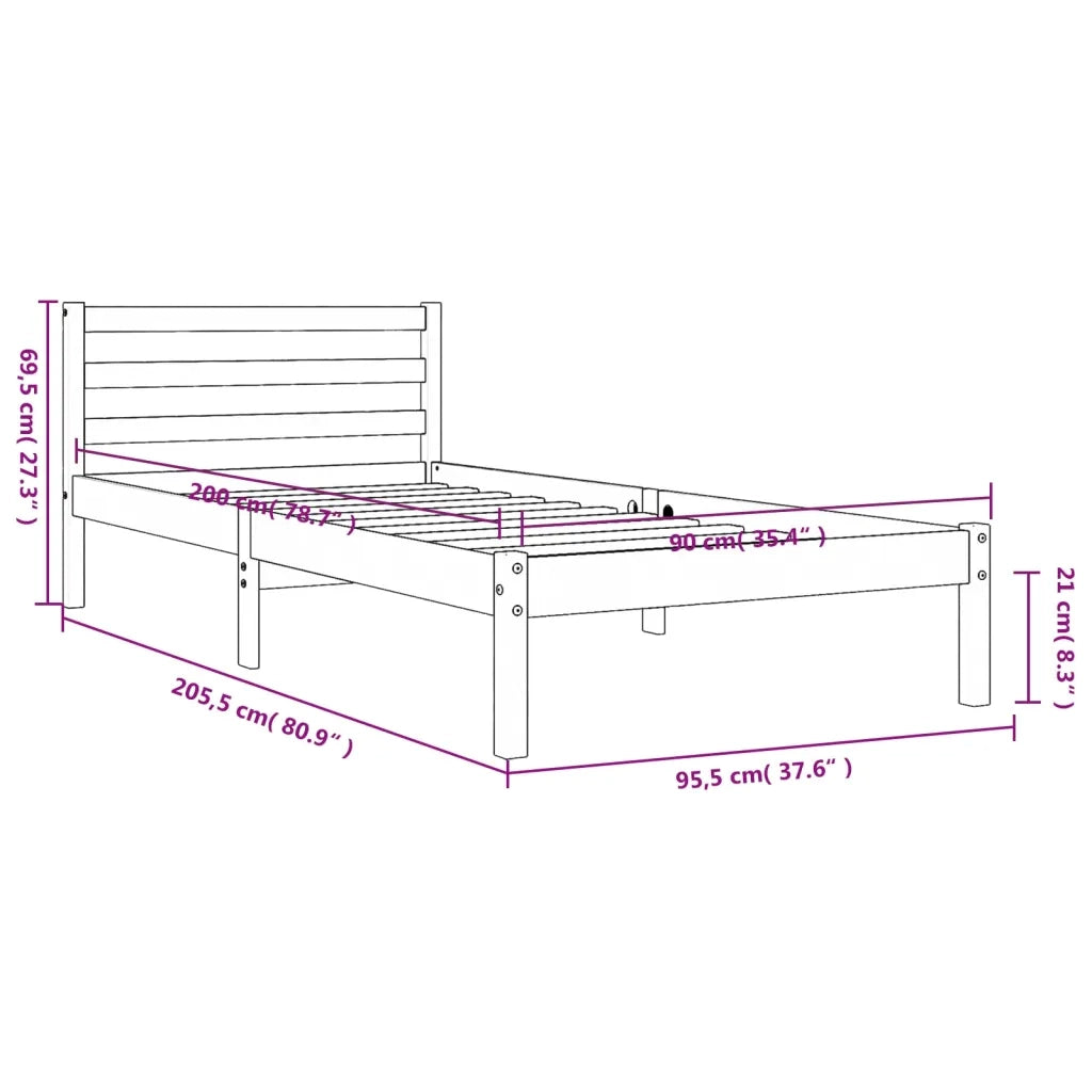 Letto senza Materasso-Struttura Letto Marrone Cera 90x200 cm Legno di Pino 146653
