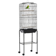 Gabbia per Uccelli con Ruote e Vassoio Estraibile ¨C Zephmum ¨C Nero 46.5x36x157 cm