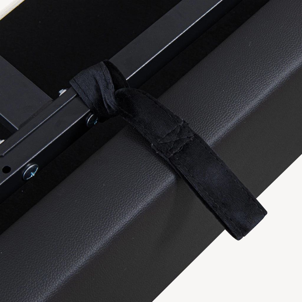 Letto Francese Contenitore Tröstiar con Apertura a Ribalta e Luce LED 140x200 cm - Similpelle Nero [en.casa]