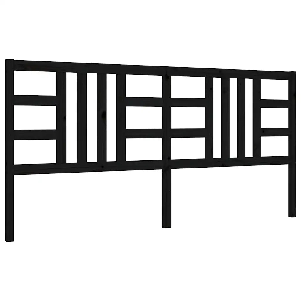 Letto matrimoniale | Letto per adulti | Giroletto con Testiera Nero 200x200 cm in Legno Massello