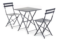 Set Tavolino e 2 Sedie Pieghevoli da Giardino in Ferro Bistrot Antracite