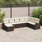 Set di divani con cuscino Marrone e crema polyrattan