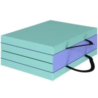 Tappeto Fitness Pieghevole e Imbottito con 2 Maniglie, in Plastica ed EPE, 180x60x5 cm, Verde e Viola
