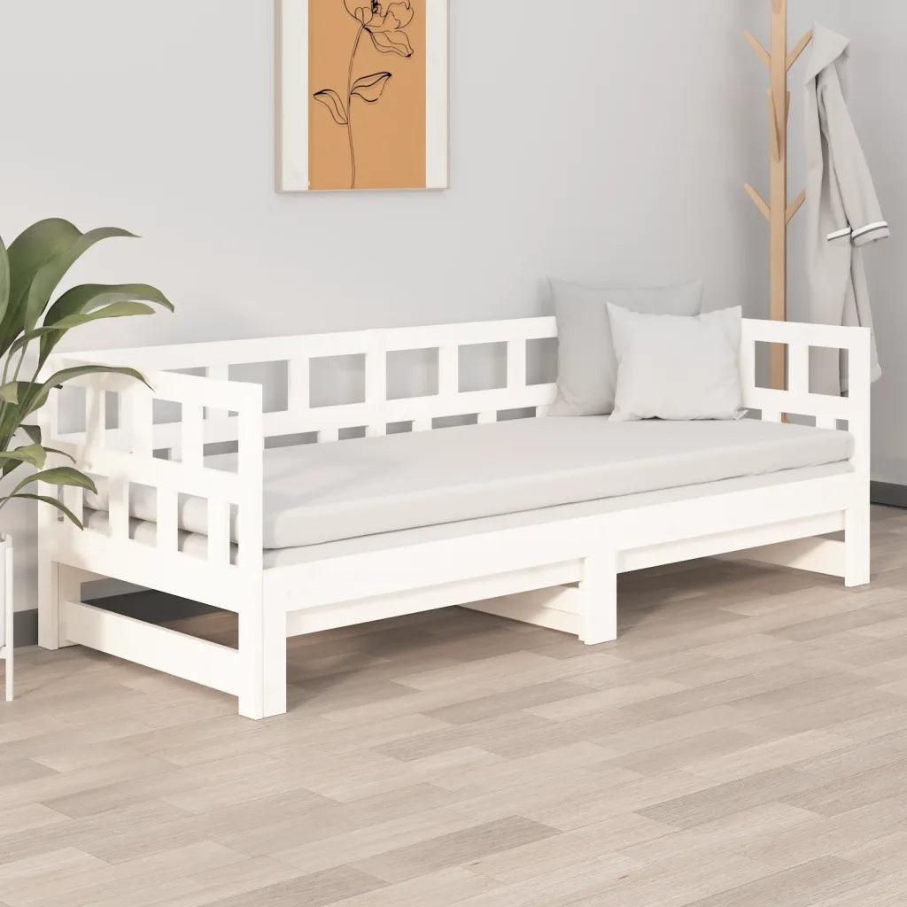 Dormeuse Estraibile Bianca Legno Massello di Pino 2x(90x190) cm  cod mxl 61852