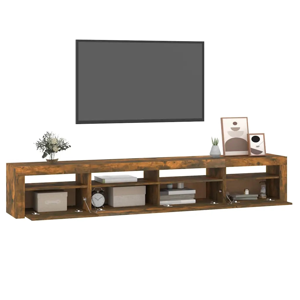 Mobile Porta TV con Luci LED Rovere Fumo 240x35x40 cm 3152727