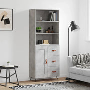 Credenza-Buffet-Armadio da cucina Grigio Cemento 69,5x34x180 cm in Legno Multistrato 811708