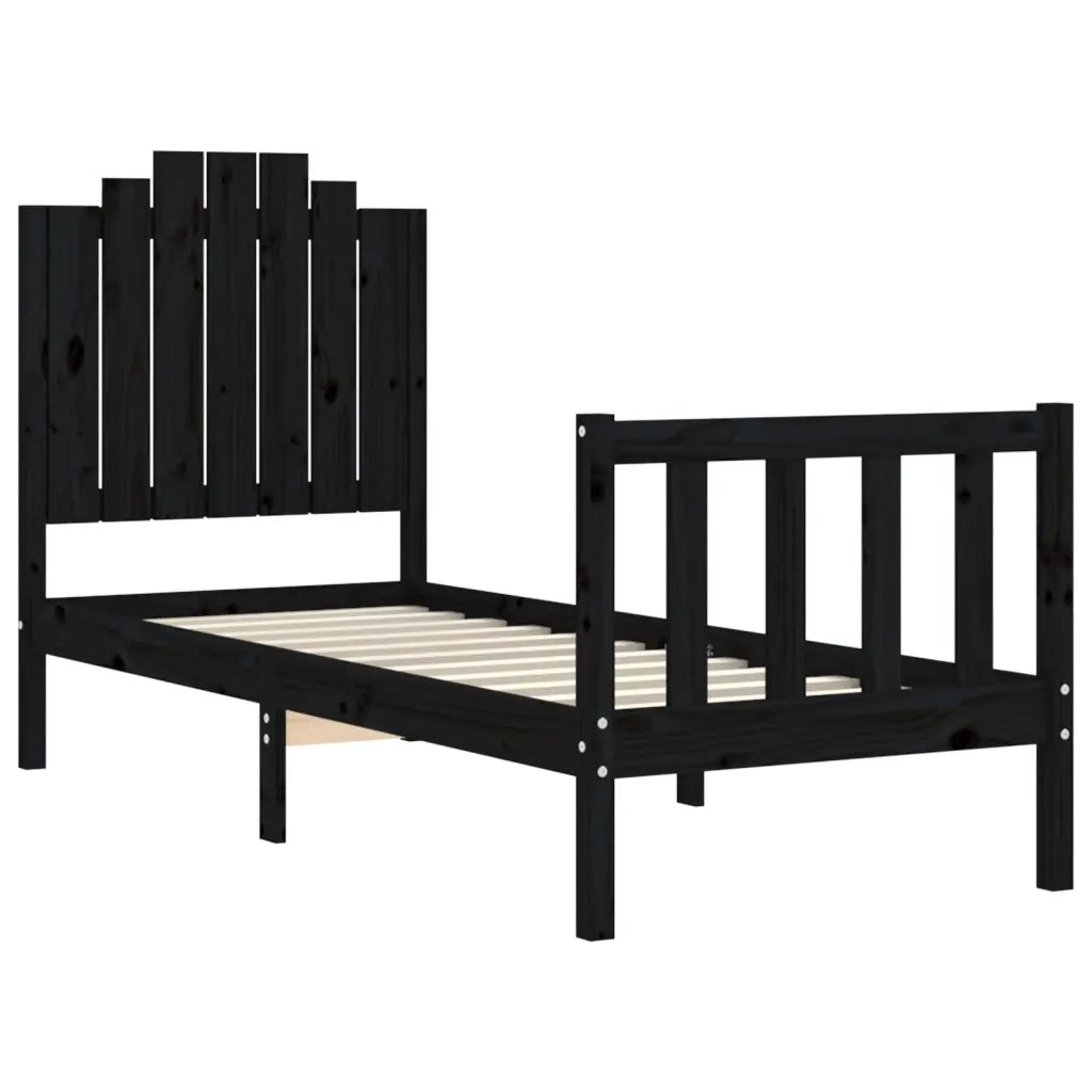 Giroletto con Testiera Nero Small Single in Legno Massello 3192260