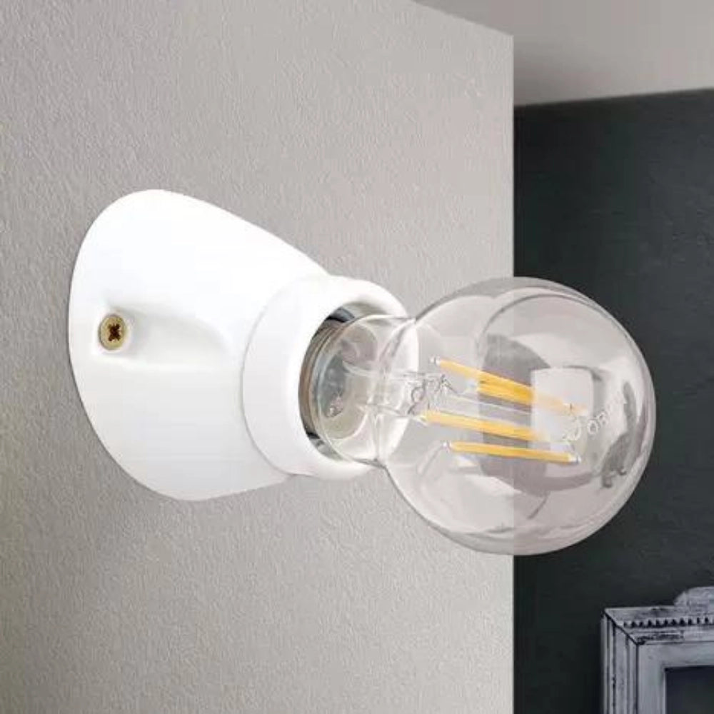 Portalampada bianco plastica con base da parete attacco e27 *** angolatura inclinato, confezione 1