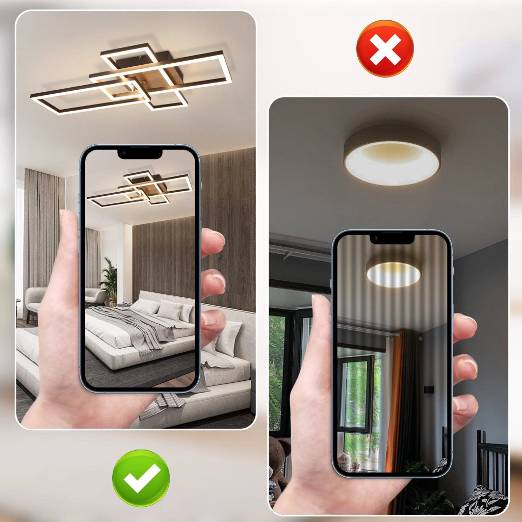 ZMH Lampada da soffitto plafoniera LED nera rettangolare 3000K retrò per soggiorno camera letto