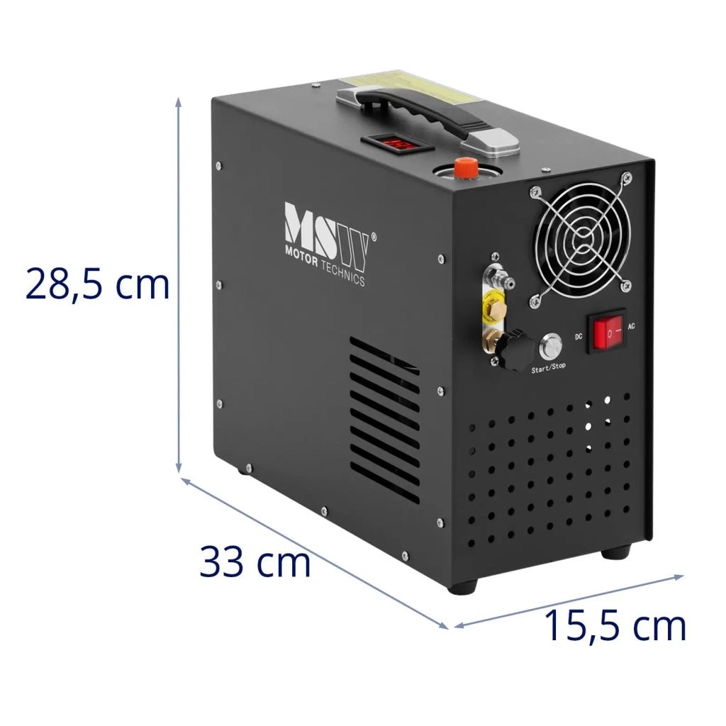 Compressore PCP 300 bar 12/220 volt 400 watt spegnimento automatico lamiera di ferro zincata alluminio nero 14_0008722