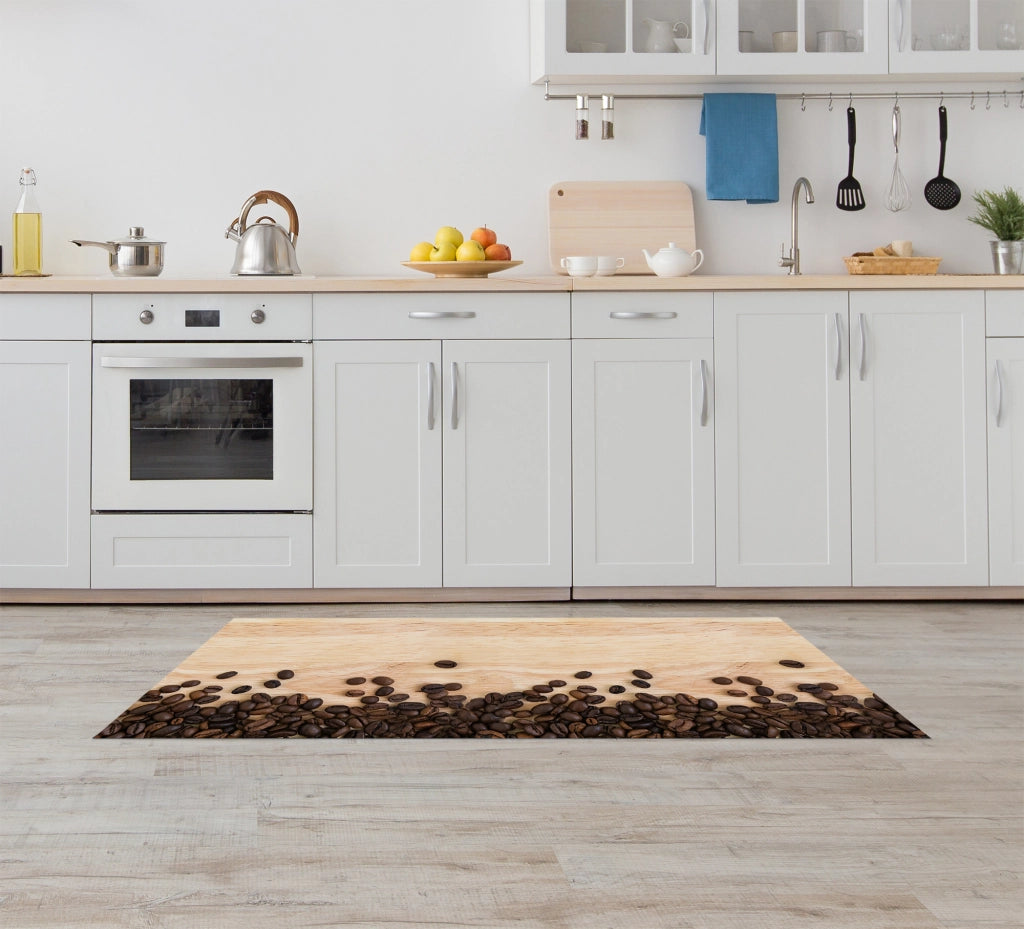 Tappeto Cucina Antiscivolo Made in Italy Passatoia Antimacchia Multiuso Corridoio Soggiorno Lavabile in Lavatrice - 50x500 - Chicchi Caffe