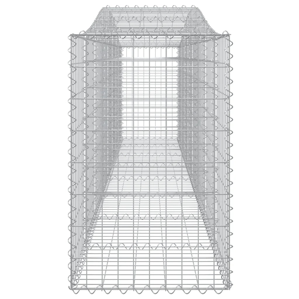 Cestini gabbioni recinzione a gabbia muro di contenimento ad arco 25 pezzi 400 x 50 x 80/100 cm ferro zincato argento 02_0040724