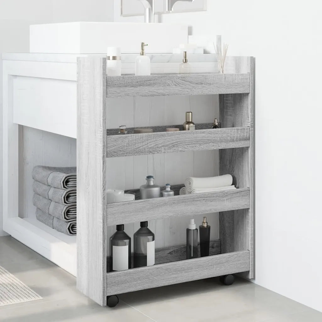 Carrello Stretto a 4 Livelli Grigio Sonoma in Truciolato 855264