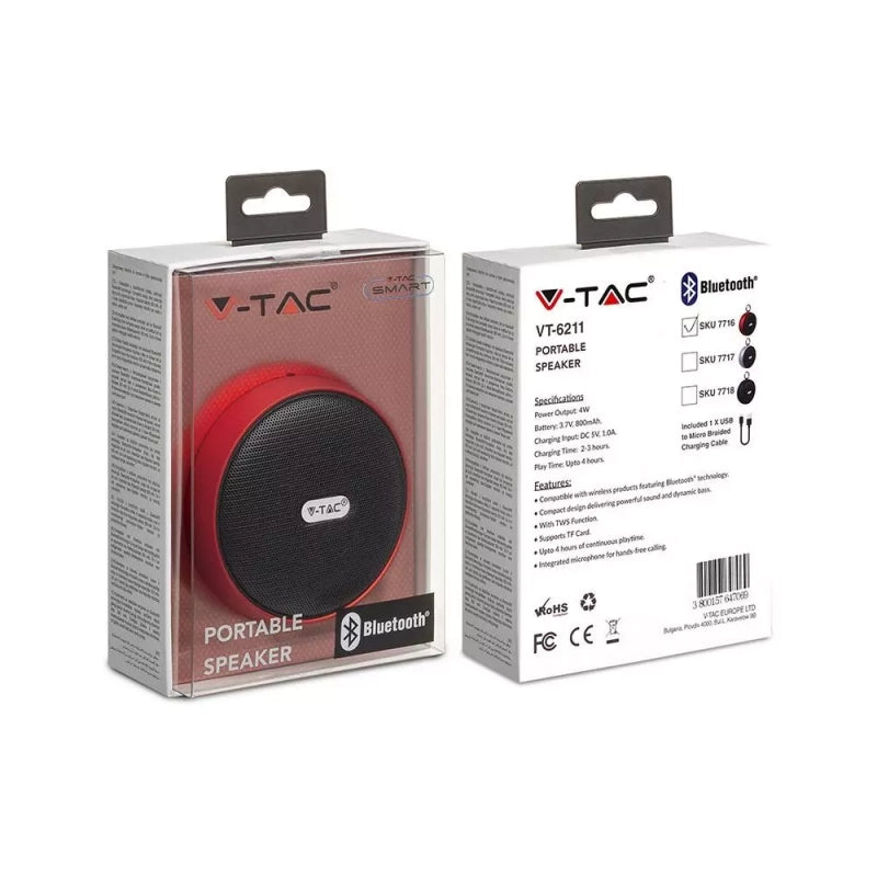 Altoparlante Bluetooth portatile con micro USB e cavo di fascia alta 800 mAh rossa