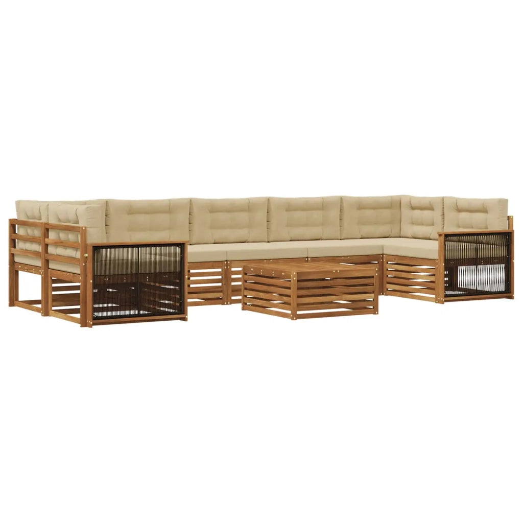 Set di divani da esterno 8 pz Naturale e Beige 3383146