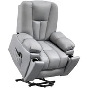 Poltrona Alzapersona Reclinabile con 8 Punti Massaggianti e Telecomando, in Microfibra, 94x96x106 cm, Grigio
