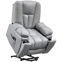 Poltrona Alzapersona Reclinabile con 8 Punti Massaggianti e Telecomando, in Microfibra, 94x96x106 cm, Grigio