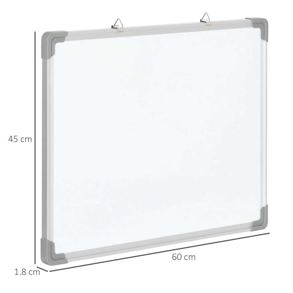 Lavagna Magnetica da Parete 60x1.8x45 cm con Gomma Pennarelli e Magneti in Alluminio Bianco